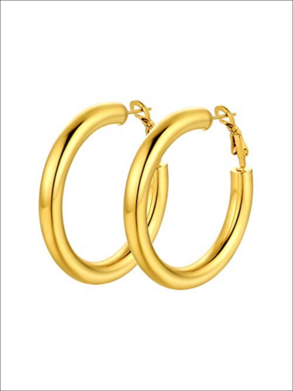 Chunky Hoop Earrings 14K Gold Plated Stainless Steel Snap Back Gift for Her